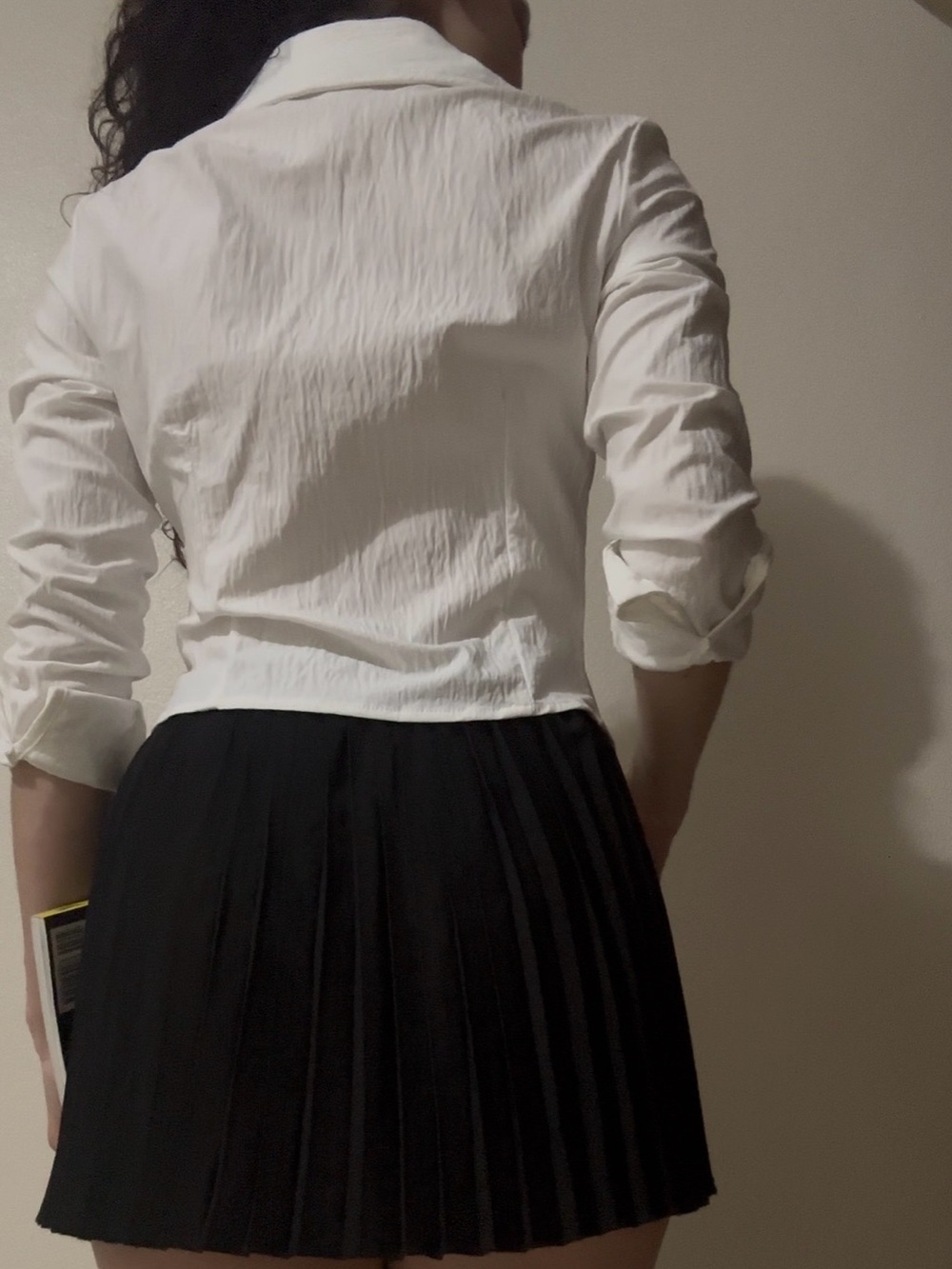 White Ruched Button-Down Shirt - Picture 3 of 7